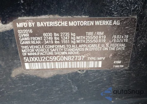 2016 BMW X6 xDrive35I from USA, damaged, VIN 5UXKU2C59G0N82737